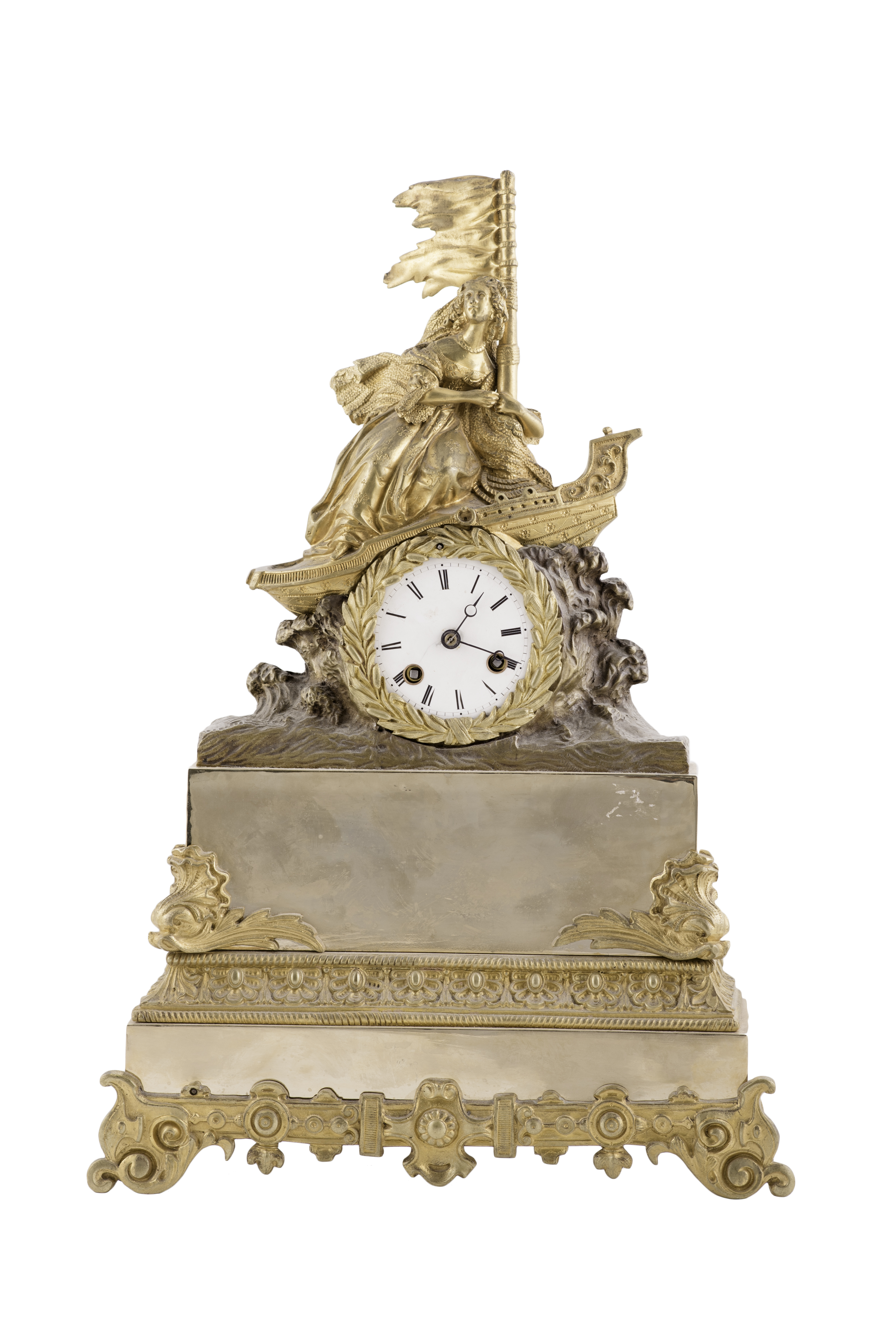 RELOJ DE MESA ESTILO NAPOLEÓN III, DE BRONCE DORADO, FFS.S.