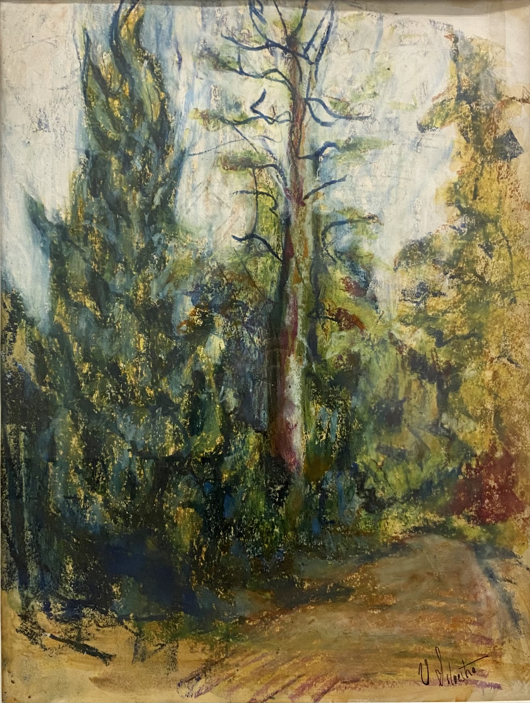 PAISAJE ARBOLADO, FIRMADO V. SILVESTRE, S. XX