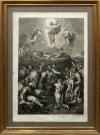 <span class='ref_item'>42 -</span> <span class="object_title">LA TRANSFIGURACIÓN </span>   <p><span class="author">IGNACIO PAVON SEGÚN RAFAEL DI SANZIO</span> <br><span class="technique_material">Grabado</span><br><span class="technical_description">Con marco de madera dorada y cristal.<br/>Medidas: 98 x 72 cm enmarcado. 72 x 48 cm la huella. </span><br></p>