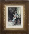 <span class='ref_item'>72 -</span> <span class="object_title">MADRE E HIJA , S.XX</span>   <p><span class="author">MANUEL GARCIA HISPALETO (Sevilla,1836-Madrid,1898)</span> <br><span class="technique_material">Acuarela sobre papel</span><br><span class="technical_description">Realizada por el acuarelista y pintor sevillano Hispaleto, donde muestra una madre con su hija sentadas. Gama cromática perfectamente distribuida y un gran tratamiento de la técnica.<br/>Firmada en el ángulo inferior izquierdo. <br/>Enmarcada con cristal. Marco con faltas. </span><br><span class="ALTO_HCES1">29 </span><span class="ALTOUMED_HCES1">cm.</span>x<span class="ANCHO_HCES1">24 </span><span class="ANCHOUMED_HCES1">cm.</span></p>
