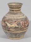 <span class='ref_item'>14 -</span> <span class="object_title">RECIPIENTE EN TERRACOTA SIGUIENDO MODELOS DE LA DINASTÍA HAN,  FINALES S. XIX.</span> <span class="technique_material">Terracota</span>   <p><span class="object_title">RECIPIENTE EN TERRACOTA SIGUIENDO MODELOS DE LA DINASTÍA HAN,  FINALES S. XIX.</span><br><span class="technique_material">Terracota</span><br><span class="technical_description">Con decoración policromada en rojo y negro, representando figuras de dragón y distintos motivos geométricos en forma de anillos por toda la superficie de la vasija. Altura: 47 cm. </span><br></p>