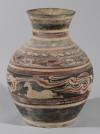 <span class='ref_item'>217 -</span> <span class="object_title">RECIPIENTE EN TERRACOTA SIGUIENDO MODELOS DE LA DINASTÍA HAN, FF S.XIX</span>   <p><span class="technique_material">Terracota </span><br><span class="technical_description">Con decoración en rojo y negro, representando figuras de dragón y distintos motivos geométricos en forma de anillos por toda la superficie de la vasija. Altura: 47cm. <br/> </span><br></p>