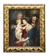 <span class='ref_item'>1 -</span> <span class="description">SAGRADA FAMILIA CON SANTA ANA, COPIA DEL ORIGINAL DE PETER PAUL RUBENS (Siegen, 1577 - Amberes, 1640) </span>  <p><span class="description">Óleo sobre lienzo de 100 x 81 cm. Marco de madera tallada y dorada siguiendo modelos del siglo XVII: 129 x 110 cm. Velázquez escogió esta obra de Rubens para decorar la sala capitular de El Escorial. Reproducción realizada por un copista autorizado por el Museo Nacional del Prado.</span></p>