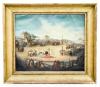 <span class='ref_item'>11 -</span> <span class="object_title">CORRIDA DE TOROS EN UN PUEBLO, COPIA DEL ORIGINAL DE EUGENIO LUCAS VELÁZQUEZ  (Madrid, 1817-1870)</span>   <p><span class="technique_material">Óleo sobre lienzo</span><br><span class="technical_description">Reproducción realizada por un copista autorizado por el Museo Nacional del Prado. La obra de Lucas Velázquez se encuentra dentro de la colección de la Real Academia de Bellas Artes de San Fernando. <br/>Con marco de madera tallada y dorada siguiendo modelos del siglo XVIII<br/>Medidas: 87 x 100cm con marco. 64 x 74cm sin marco<br/> </span><br></p>
