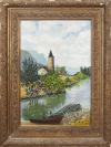 <span class='ref_item'>135 -</span> <span class="description">VILLALBA S.XIX PAISAJE LACUSTRE CON IGLESIA Óleo sobre lienzo 73 cm.x56 cm.</span>  <p><span class="description">VILLALBA S.XIX <br>PAISAJE LACUSTRE CON IGLESIA<br>Óleo sobre lienzo<br>Firmado en el ángulo inferior derecho.<br>Con marco de madera tallado y dorado.<br>Deterioros en el marco.<br>73 cm.x56 cm.</span></p>