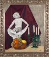 <span class='ref_item'>22 -</span> <span class="object_title">BODEGÓN CON ESCULTURA, FRUTAS Y CANDELABRO, 1991</span>   <p><span class="author">FERNANDO F. (S.XX) </span> <br><span class="technique_material">Óleo sobre lienzo</span><br><span class="technical_description">Firmado y fechado en 1991 en el ángulo inferior derecho. Firmado por el reverso. <br/>Marco de madera tallada y plateada. <br/>Medidas: 94,5 x 79,5cm con marco. 80 x 65cm sin marco</span><br></p>