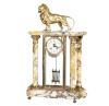 <span class='ref_item'>115 -</span> <span class="object_title">RELOJ DE PORTICO ESTILO LUIS XVI CON FIGURA DE LEÓN. FF S.XIX</span>   <p><span class="technical_description">Reloj de portico estilo Luis XVI con columnas de mármol veteado y aplicaciones de bronce dorado de guirnaldas floridas. Remate en forma de león de bronce dorado. Finales siglo XIX. Maquinaría tipo parís con sonería de medias y cuartos. <br/>Esfera de metal lacado y decoración de guirnaldas y numeración arábiga. Funcionamiento compensado con mercurio.<br/>Con llave.<br/>En estado de marcha. </span><br><span class="ALTO_HCES1">60</span>x<span class="ANCHO_HCES1">35</span>x<span class="GRUESO_HCES1">60 </span><span class="GRUESOUMED_HCES1">cm.</span></p>