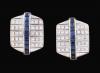 <span class='ref_item'>122 -</span> <span class="object_title">PENDIENTES  DE ZAFIROS CON DIAMANTES EN ORO BICOLOR 18 KT</span>  <p><span class="technical_description">Realizados en oro bicolor de 18 kt. Con detalle principal de hileras de zafiros en talla princesa, engastados en carril, con un peso total aproximado de 1.22 ct, acompañados de diamantes en talla brillante engastados en grano, con un peso total aproximado de 0.90 ct. Cierre omega.</span><br></p>