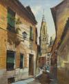 <span class='ref_item'>104 -</span> <span class="object_title">CALLE DE SANTA ISABEL, TOLEDO</span>   <p><span class="author">SANTIAGO DÍAZ SANTOS (Madrid, 1940)</span> <br><span class="technique_material">Óleo sobre lienzo</span><br><span class="technical_description">Firmado en el ángulo inferior derecho<br/>Sin marco<br/>Medidas: 73 x 60cm </span><br></p>