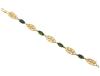 <span class='ref_item'>232 -</span> <span class="object_title">PULSERA CON GEMAS VERDES Y DIAMANTES EN ORO AMARILLO DE 18 KT</span>  <p><span class="technical_description">Pulsera labrada con gemas verdes en talla marquise engastadas en garra y diamantes engastados en chatón de peso aprox.0,18ct en oro amarillo de 18kt.<br/>Longitud: 20cm</span><br>Peso: <span class="PESO_HCES1">16,60</span> <span class="PESOUMED_HCES1">gr.</span><br></p>