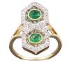 <span class='ref_item'>137 -</span>  <span class="object_title">SORTIJA TIPO LANZADERA REALIZADA EN ORO DE 18 KT CON DIAMANTES, ESMERALDA Y ZAFIROS </span><br><span class="technical_description">Sortija tipo lanzadera realizada en oro amarillo de 18 kt con vistas en oro blanco de 18 kt compuesta por dos esmeraldas en talla oval de aprox 0.70 ct orladas de zafiros amarillo en talla triangulo y todo ello cuajado de diamantes en talla brillante de aprox 0.50 ct </span>  