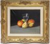 <span class='ref_item'>14 -</span> <span class="description">BODEGÓN DE FRUTAS Y COPA DE CRISTAL </span>  <p><span class="description">ESCUELA ESPAÑOLA S.XX <br>Óleo sobre lienzo <br>Firma ilegible en el ángulo inferior derecho. <br>33 x 40 cm el lienzo. <br>Con marco de madera dorada. <br>56 cm.x63 cm.</span></p>