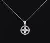 <span class='ref_item'>127 -</span>  <span class="object_title">CADENA Y COLGANTE EN ORO DE 18 KT Y DIAMANTES APROX 0.40 CT </span><br><span class="technical_description">Cadena y colgante realizada en oro de 18 kt, colgante en forma circular orlado de diamantes compuesto por un flor compuesta de diamantes en talla brillante aprox 0.40 ct.</span>  
