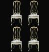 <span class='ref_item'>220 -</span> <span class="object_title">CONJUNTO DE CUATRO SILLAS ESTILO LUIS XV</span>   <p><span class="technique_material">Madera policromada </span><br><span class="technical_description">Conjunto de cuatro sillas estilo Luis XV con decoración tallada en forma de veneras, policromada y parcialmente dorada. <br/>Tapicería con motivos florales. </span><br><span class="ALTO_HCES1">115 </span><span class="ALTOUMED_HCES1">cm.</span>x<span class="ANCHO_HCES1">50 </span><span class="ANCHOUMED_HCES1">cm.</span>x<span class="GRUESO_HCES1">50 </span><span class="GRUESOUMED_HCES1">cm.</span></p>