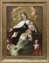 <span class='ref_item'>30 -</span> <span class="description">VIRGEN DEL CARMEN </span>  <p><span class="description">ESCUELA POPULAR ESPAÑOLA FINALES DEL SIGLO XVIII-PPIOS. SIGLO XIX <br>Óleo sobre lienzo<br>Virgen con el Niño, querubines y los Santos Juanes.<br>Parte trasera: reentelado y parcheado.<br>Marco de madera dorada con desperfectos.<br>78,50 cm.x60 cm.</span></p>