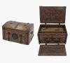 <span class='ref_item'>192 -</span> <span class="object_title">ARQUETA DE DOBLE TAPA. POSIBLE TRABAJO ASTURIANO DEL S.XVIII Y POSTERIOR</span>   <p><span class="technique_material">Madera</span><br><span class="technical_description">Arqueta de doble tapa realizada en madera de nogal y aplicaciones de boj. Tapas decoradas con taracea de motivos geométricos y vegetales con herrajes de hierro. En el interior de las tapas se encuentra un precioso tallado de la madera y compartimentado, además de nueve cajones de distinto tamaño (dos de ellos decorativos) con tiradores en forma de concha. <br/>Conserva la llave. <br/>Ligeros desperfectos en la madera del interior y fragmento hundido de una de las aplicaciones de boj en tapa superior. <br/>Medidas cerrada: 29cmx34cmx50cm</span><br></p>