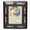 <span class='ref_item'>103 -</span> <span class="object_title">FACSÍMIL DE LA ADORACIÓN DE LOS REYES MAGOS</span>   <p><span class="technique_material">Facsímil</span><br><span class="technical_description">Enmarcado con marco de moldura rizada y embutidos de carey y nácar en forma de tulipanes. Trabajo holandés del siglo XVIII. <br/>Enmarcado: 26 x 21cm</span><br></p>