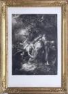 <span class='ref_item'>143 -</span> <span class="object_title">EL PRENDIMIENTO DE CRISTO</span>   <p><span class="author">JUAN NÚÑEZ FERNÁNDEZ (Estepona, 1877 - Barcelona, 1963)</span> <br><span class="technique_material">Grabado</span><br><span class="technical_description">Grabado siguiendo el modelo de la obra de Van Dyck.<br/>Firmado en plancha y sello en seco en el ángulo inferior derecho. <br/>Marco con desperfectos en madera dorada con cristal: 120 x 84 cm..<br/> </span><br></p>
