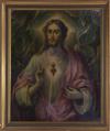 <span class='ref_item'>5 -</span> <span class="object_title">SAGRADO CORAZÓN DE JESÚS</span>   <p><span class="author">SIGUIENDO MODELOS DE EL GRECO, S. XVIII</span> <br><span class="technique_material">Óleo sobre lienzo</span><br><span class="technical_description">Representa el Sagrado Corazón siguiendo la tradición iconográfica de la devoción. <br/>La pintura presenta craquelado.<br/>Con marco de madera policromado y dorado. Marco con ligeros desperfectos. <br/>Medidas: 95 x 76cm el lienzo. 97 x 80cm con marco</span><br></p>