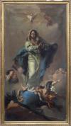 <span class='ref_item'>18 -</span> <span class="object_title">INMACULADA CONCEPCIÓN, COPIA DEL ORIGINAL DE GIAN BATTISTA TIEPOLO</span>   <p><span class="technique_material">Óleo sobre lienzo</span><br><span class="technical_description">En marco en madera dorada<br/>Medidas de lienzo 166 x 89 cm<br/>Copia realizada aproximadamente a finales del s. XIX</span><br></p>