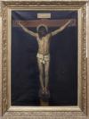 <span class='ref_item'>14 -</span> <span class="object_title">CRISTO CRUCIFICADO, COPIA DEL ORIGINAL DE DIEGO VELÁZQUEZ</span>   <p><span class="technique_material">Óleo sobre lienzo</span><br><span class="technical_description">En marco de madera dorada<br/>Medidas del lienzo 104 x 74 cm<br/>Copia realizada aproximadamente a finales del s. XIX</span><br></p>