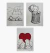 <span class='ref_item'>215 -</span> <span class="object_title">DIBUJOS</span>   <p><span class="author">KAWS (Nueva Jersey, 1974)</span> <br><span class="technique_material">Pluma y lapiz sobre papel</span><br><span class="technical_description">Tres dibujos firmados manualmente y fechados por el autor. Edición única.</span><br><span class="ALTO_HCES1">29 </span><span class="ALTOUMED_HCES1">cm.</span>x<span class="ANCHO_HCES1">21 </span><span class="ANCHOUMED_HCES1">cm.</span></p>