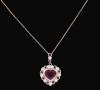 <span class='ref_item'>59 -</span> <span class="object_title">COLGANTE EN FORMA DE CORAZÓN Y CADENA EN ORO DE 18KT, RUBÍES Y DIAMANTES</span>  <p><span class="technical_description">Colgante con forma de corazón y cadena realizados en oro de 18kt con un rubí central en talla corazón (tratado) engastado en bisel con un peso total aprox de 5,17ct adornado con 10 rubíes en talla redonda con un peso total aprox de 0,95ct intercalados con 10 diamantes en talla brillante de peso total aprox de 0,75ct<br/>Longitud de la cadena: 40cm</span><br>Peso: <span class="PESO_HCES1">8,50</span> <span class="PESOUMED_HCES1">gr.</span><br></p>