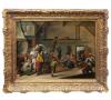 <span class='ref_item'>60 -</span> <span class="object_title">ESCENA DE TABERNA CON DIVERSOS PERSONAJES REALIZANDO ACCIONES COTIDIANAS.  </span>   <p><span class="author">ATRIBUIDO A ADRIAEN VAN OSTADE (Holanda, 1610-1684)</span> <br><span class="technique_material">Óleo sobre lienzo</span><br><span class="technical_description">Escena típica realizada por el pintor para plasmar la vida cotidiana de los personajes, en la cual se pueden apreciar personajes bebiendo, una mujer amamantando a un niño, un hombre pidiendo limosna y al fondo en la puerta el comienzo de una confrontación entre soldados. <br/>Antiguas restauraciones.<br/>Con importante marco de madera tallada y dorada.<br/>Medidas: 51 x 66cm sin marco</span><br></p>
