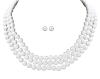 <span class='ref_item'>215 -</span> <span class="object_title">CONJUNTO DE COLLAR Y PENDIENTES DE IMITACIÓN DE PERLAS BLANCAS</span>  <p><span class="technical_description">Conjunto formado por un collar y pendientes dormilonas de imitación de perlas blancas. El collar está compuesto por tres hilos de perlas blancas de igual tamaño.<br/>Cierre Collar: Canutillo en metal.<br/>Longitud Collar: 44cm<br/>Cierre Pendientes: Presión</span><br>Peso: <span class="PESO_HCES1">112,90</span> <span class="PESOUMED_HCES1">gr.</span><br></p>