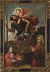 <span class='ref_item'>44 -</span> <span class="object_title">SAN CRISTOBAL CON DONANTES. </span>   <p><span class="author">ESCUELA VIRREINAL, S. XVIII</span> <br><span class="technique_material">Óleo sobre lienzo</span><br><span class="technical_description">Representa el momento en el que san Cristóbal con bastón en mano, cruza el río con el niño Jesús en sus hombros, sujetando la orbe y bendiciendo al santo. A cada lado, un hombre y un niño aparecen como los donantes de la pintura vestidos con uniformes propios de esta época. <br/>Enmarcado en madera policromada en negro y dorado y perfectamente trabajada. <br/>Adquirido en Subastas Lempertz , Colonia. Etiqueta de "Lempertz" al dorso.</span><br><span class="ALTO_HCES1">161,50 </span><span class="ALTOUMED_HCES1">cm.</span>x<span class="ANCHO_HCES1">106 </span><span class="ANCHOUMED_HCES1">cm.</span></p>