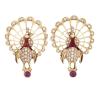 <span class='ref_item'>65 -</span> <span class="object_title">PENDIENTES DE INSPIRACIÓN MODERNISTAS EN ORO DE 18KT, RUBÍES Y DIAMANTES. INSCRIPCIÓN "CARTIER" EN CIERRE</span>  <p><span class="technical_description">Pendientes realizados en oro de 18kt con forma de pavo real. Adornado por rubíes (ojo y apoyo) en talla redonda engastados en boquilla con un peso total de 0,80ct. También diamantes distribuidos por el cuerpo y las plumas en talla brillante engastados en grano con un peso total aprox de 1,95ct. Las plumas las completan esmaltes traslucidos rojos y azules, también presentes en el cuello. Inscripción "Cartier" grabada en el cierre<br/>Cierre: Omega<br/>Longitud: 4,5cm</span><br>Peso: <span class="PESO_HCES1">28,10</span> <span class="PESOUMED_HCES1">gr.</span><br></p>