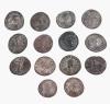 <span class='ref_item'>148 -</span> <span class="object_title">CONJUNTO DE 14 ANTONINIANOS DEL EMPERADOR PROBO, SIGLO III d. C</span>   <p><span class="technical_description">Catorce monedas pertenecientes al gobierno del emperador Marco Aurelio Probo (276-282 d.C). <br/>Cuatro monedas realizadas en cobre. En el anverso, el busto de perfil del emperador hacia la derecha con manto imperial y corona radiada; con inscripción “IMP-C-PROBUS-P-F-AVG”. En su reverso, la diosa Minerva con sus atributos. Con inscripción “CO-ME-S-AVG”. En la parte inferior aparece la marca de ceca.<br/>Diez monedas realizadas en cobre. En el anverso, el busto de perfil del emperador hacia la derecha, con corona radiada y traje imperial. Inscripción "PROBU-S-PF-AVG". En reverso, la figura de la Victoria alada con sus atributos e inscripción "VICTO-RIA-AVG". Con exergo y marcas de ceca en zona inferior.  </span><br><span class="PESO_HCES1">53,40 </span><span class="PESOUMED_HCES1">gr.</span><br></p>
