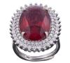 <span class='ref_item'>110 -</span> <span class="object_title">SORTIJA CON CIRCONITAS, PIEDRA ROJA Y METAL PLATEADO</span>  <p><span class="technical_description">Sortija realizada en metal plateado con una gran piedra roja en talla oval engastada en garras. Orlada por circonitas en talla brillante<br/>Medida Sortija: 12</span><br>Peso: <span class="PESO_HCES1">7,70</span> <span class="PESOUMED_HCES1">gr.</span><br></p>