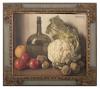<span class='ref_item'>70 -</span> <span class="object_title">BODEGÓN CON FRUTAS Y VERDURAS, 1940</span>   <p><span class="author">RAFAEL CANTARERO (Sevilla, 1907-1957)</span> <br><span class="technique_material">Óleo sobre lienzo</span><br><span class="technical_description">Aparecen representados diversas frutas y verduras acompañadas por una damajuana de cristal.<br/>Firmado y fechado en el ángulo superior derecho.<br/>Con marco de madera tallada y policromada. Presenta algún desperfecto<br/>Medidas: 57 x 65cm con marco. 43 x 53,5cm sin marco<br/>Estimación de mercado: 400-500&euro;</span><br></p>