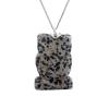 <span class='ref_item'>186 -</span> <span class="object_title">COLGANTE BÚHO Y CADENA EN PLATA DE LEY Y JASPE DÁLMATA</span>  <p><span class="technical_description">Colgante con cadena realizados en plata de ley. Colgante en forma de búho tallado en jaspe dálmata. Eslabón tipo forxat.<br/>Cierre: Reasa<br/>Longitud de la cadena: 50cm<br/>Medidas Colgante: 4 x 2,10cm</span><br>Peso: <span class="PESO_HCES1">24,80</span> <span class="PESOUMED_HCES1">gr.</span><br></p>