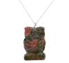 <span class='ref_item'>93 -</span> <span class="object_title">COLGANTE BÚHO Y CADENA EN PLATA DE LEY Y UNAKITA</span>  <p><span class="technical_description">Colgante con cadena realizados en plata de ley. Colgante en forma de búho tallado en unakita. Eslabón tipo forxat.<br/>Cierre: Reasa<br/>Longitud de la cadena: 45cm<br/>Medidas Colgante: 4 x 2,10cm</span><br>Peso: <span class="PESO_HCES1">24</span> <span class="PESOUMED_HCES1">gr.</span><br></p>