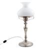 <span class='ref_item'>271 -</span> <span class="object_title">LÁMPARA ELÉCTRICA CON CUERPO DE PLATA 925</span>  <p><span class="technical_description">Lámpara eléctrica de mesa con cuerpo realizado en plata 925. Con tulipa en cristal opaco blanco. Cable eléctrico con aplicador para encender. Pequeña fractura en la parte superior de la tulipa<br/>Medida: 41 x 16,5cm<br/>Peso bruto total: 1300gr</span><br></p>