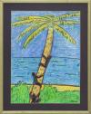 <span class='ref_item'>11 -</span> <span class="object_title">LOS TREPADORES DE PALMERAS. S.XX. FIRMADO ARGUIJO</span>   <p><span class="technique_material">Cera y rotulador sobre papel</span><br><span class="technical_description">Con una estética naïf, muestra un paisaje caribeño donde tres figuras negras se afanan en trepar una palmera. Realizado en tonos planos, donde el autor ha resaltado los contornos y los detalles con un trazo grueso de rotulador negro.<br/>Firmado en el ángulo inferior derecho a mano por el autor "Arguijo".<br/>Enmarcado en madera y con paspartú. El papel presenta leves roturas.<br/>Medidas: 83 x 65 cm con marco. 68 x 49 cm sin marco.</span><br></p>