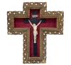 <span class='ref_item'>67 -</span> <span class="object_title">CRISTO TALLADO EN HUESO, S.XVIII</span>   <p><span class="technique_material">Madera y hueso</span><br><span class="technical_description">Soporte de madera en forma de cruz, color dorado con fondo de terciopelo rojo. Dentro de los huecos de dicha cruz, se encuentra un cruz en madera negra con la figura de Jesucristo de hueso con los cuatro clavos. Placa superior en el crucifijo con la inscripción "INRI". Conjunto del siglo XVIII, tratándose de un trabajo anónimo. Desperfectos en el soporte.<br/>Medidas: 71 x 64 x 11cm el soporte, 53 x 25,5cm la cruz</span><br></p>