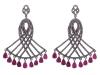 <span class='ref_item'>96 -</span> <span class="object_title">PENDIENTES EN PLATA DE LEY PAVONADA, RUBÍES Y DIAMANTES</span>  <p><span class="technical_description">Pendientes largos con movimiento realizados en plata de ley pavonada. Diseño cruzado de bandas con diamantes en talla antigua engastados en grano con un peso total aprox de 2ct. En pendentif 9 tallas de rubíes en talla perilla engastados en garras con un peso total aprox de 8ct<br/>Cierre: Presión <br/>Longitud: 7cm</span><br>Peso: <span class="PESO_HCES1">24,70</span> <span class="PESOUMED_HCES1">gr.</span><br></p>