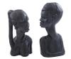 <span class='ref_item'>172 -</span> <span class="object_title">PAREJA DE DOS ESCULTURAS DE MUJERES AFRICANAS EN ÉBANO</span>   <p><span class="technical_description">Pareja de esculturas de cabezas talladas a mano en ébano macizo. Representan a dos mujeres africanas, una con larga coleta y otra con pelo corto y gorro<br/>Altura: 24cm y 27cm<br/>Peso: 2528,9gr (1159,3gr + 1369,6gr)</span><br></p>