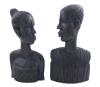 <span class='ref_item'>202 -</span> <span class="object_title">PAREJA DE ESCULTURAS DE HOMBRE Y MUJER AFRICANOS EN ÉBANO</span>   <p><span class="technical_description">Dos esculturas talladas a mano en ébano macizo. Representan a una mujer y un hombre africanos, ella con moño y él con gorro.<br/>Altura: 32cm y 34cm<br/>Peso: 3885,4gr (1826,2gr + 2059,2gr)</span><br></p>