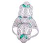 <span class='ref_item'>107 -</span> <span class="object_title">SORTIJA EN ORO 18KT, ESMERALDA Y DIAMANTES</span>  <p><span class="technical_description">Sortija de diseño lanzadera Art Déco realizada en oro de 18kt. Con esmeraldas en talla marquise con peso total aprox de 0.08ct. Cuajado de diamantes en talla brillante, engastados en bisel y grano, con un peso total aprox de 0.40ct (0.20ct el central)<br/>Medida Sortija: 12</span><br>Peso: <span class="PESO_HCES1">3,30</span> <span class="PESOUMED_HCES1">gr.</span><br></p>
