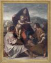<span class='ref_item'>34 -</span> <span class="object_title">LA VIRGEN CON EL NIÑO ENTRE SAN MATEO Y UN ÁNGEL, COPIA DEL ORIGINAL DE ANDREA DEL SARTO</span>   <p><span class="technique_material">Óleo sobre lienzo</span><br><span class="technical_description">Copia realizada aproximadamente a finales del s.XIX de la obra original de Andrea del Sarto "La Virgen con el niño entre san Mateo y un ángel". Realizada hacia el 1522, se encuentra actualmente en el Museo nacional del Prado.<br/>Con inscripción en esquina inferior derecha. <br/>En marco de madera tallada y trabajada en dorada. Con pequeñas perforaciones en la zona inferior. <br/>Medidas con marco: 190 x 150 cm</span><br></p>