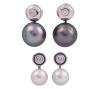 <span class='ref_item'>62 -</span> <span class="object_title">DOS PARES DE PENDIENTES EN ORO 18KT, PERLAS CULTIVADAS Y DIAMANTES</span>  <p><span class="technical_description">Lote de dos parejas de pendientes realizados en oro de 18kt. En la parte inferior con perlas cultivadas, en una pareja color blanco calibradas aprox en 8,9mm y en la otra perlas tahití calibradas aprox en 12,5mm. En la parte superior diamantes en talla brillante, engastados en chatón, con peso total aprox 0.50ct (0.30ct los de perlas blancas, 0.20ct los de tahití)<br/>Cierre: Omega<br/>Peso: 25,1gr (8,3gr blancas, 16,8gr tahití)</span><br></p>
