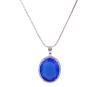 <span class='ref_item'>125 -</span> <span class="object_title">COLGANTE EN METAL CHAPADO EN PLATA, GEMA AZUL IMITACIÓN ZAFIRO Y CIRCONITAS CON CADENA EN PLATA 925</span>  <p><span class="technical_description">Colgante realizado en metal chapado en plata. Con gran piedra azul imitación zafiro en talla oval facetada con orla de circonitas. Cadena realizada en plata de ley de eslabón fantasía<br/>Cierre: Reasa<br/>Longitud de la cadena: 40cm</span><br>Peso: <span class="PESO_HCES1">10,20</span> <span class="PESOUMED_HCES1">gr.</span><br></p>