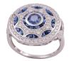 <span class='ref_item'>165 -</span> <span class="object_title">SORTIJA EN ORO 18KT, ZAFIROS Y DIAMANTES</span>  <p><span class="technical_description">Sortija estilo Art Déco realizada en oro de 18kt. Roseta con zafiros en talla fantasía y redonda con peso total aprox de 0.60ct y diamantes en talla brillante, engastados en grano, con un peso total aprox de 0.50ct<br/>Medida Sortija: 12</span><br>Peso: <span class="PESO_HCES1">4,30</span> <span class="PESOUMED_HCES1">gr.</span><br></p>