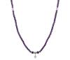 <span class='ref_item'>209 -</span> <span class="object_title">COLLAR DE CUENTAS DE CRISTAL Y METAL PLATEADO</span>  <p><span class="technical_description">Collar largo de cuentas esféricas de cristales color amatista e incoloros. Aplicaciones en metal plateado<br/>Longitud: 70cm</span><br>Peso: <span class="PESO_HCES1">37,90</span> <span class="PESOUMED_HCES1">gr.</span><br></p>