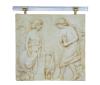 <span class='ref_item'>194 -</span> <span class="object_title">PLACA DECORATIVA EN MARMOLINA "OFRENDA"</span>   <p><span class="technical_description">Decorada con escena en altorrelieve en el que se muestran un par de figuras femeninas acompañadas por un pavo real, atributo de la diosa Venus. Muestra algunas faltas. Con aplicación de metacrilato superior. <br/>Medidas: 43x46cm</span><br></p>