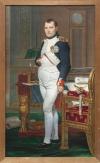 <span class='ref_item'>7 -</span> <span class="object_title">IMPRESIÓN SOBRE LIENZO DE LA OBRA ORIGINAL "RETRATO DE NAPOLEÓN EN SU GABINETE DE TRABAJO" DE JACQUES-LOUIS DAVID</span>   <p><span class="technique_material">Impresión a color sobre lienzo</span><br><span class="technical_description">Copia de la obra original de 1812 del pintor francés Jacques-Louis David ubicada en la Galería Nacional de Arte de Washington D.C. Retratado por su pintor oficial, Bonaparte aparece junto a su escritorio, apoyado sobre su pierna derecha y descansando sus brazos en su traje y asiento, presentando al oficial sereno y distante.<br/>Enmarcado en marco de madera.<br/>Medidas con marco: 44,5x72cm</span><br></p>